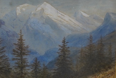 Alfred Williams (1824-1905), Alpine landscape, signed and dated 1878, ex. Christies, watercolour, 23 x 34cm, gilt framed